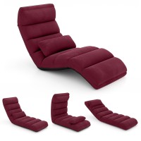 Komfott Foldable Floor Lazy Sofa With Pillow, Indoor Chaise Lounger With 5 Adjustable Positions, Adjustable Back Support & Footrest, Video Gaming Chair For Home, Office, Reading, Watching (Burgundy)