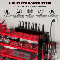 Nattydot Power Tool Organizer Wall Mount With Charging Station Cordless Tool Organizer 8 Drill Holder 4 Layer Storage Rack For