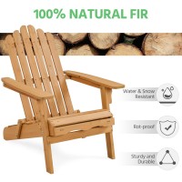 Yaheetech Folding Adirondack Chair with Retractable Ottoman 300lb Solid Wood Garden Chair, Fire Pit Lounge Chairs Weather Resistant Furniture for Garden/Yard/Patio/Lawn, Set of 1