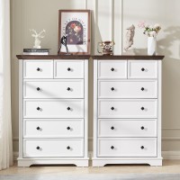 Ldttcuk 6 Drawer Dresser Farmhouse Dresser Chest Of Drawer For Bedroom 48 Inch Tall Dresser Wood Storage Chest Of Drawers Sto