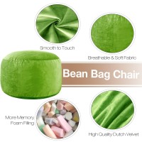 Whatsbedding [Velvet Fabric] Large Bean Bag Chair: 3 Ft Memory Foam Bean Bag Chairs For Teens With Filling Kids Bean Bag Chair With Filler Included Soft Faux Fur Fabric Lime 3 Foot