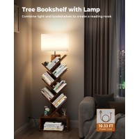 Evermagin 6 Tier Tree Bookshelf With Light Small Bookcase Tower For Bookscdsmovies Tall Floor Standing Book Organizer With S