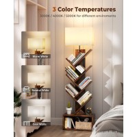 Evermagin 6 Tier Tree Bookshelf With Light Small Bookcase Tower For Bookscdsmovies Tall Floor Standing Book Organizer With S