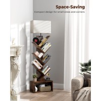 Evermagin 6 Tier Tree Bookshelf With Light Small Bookcase Tower For Bookscdsmovies Tall Floor Standing Book Organizer With S