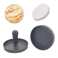 Momoxi Aluminum Burger Press Patty Maker With 200 Patty Papers Hamburger Patty Maker (Black)