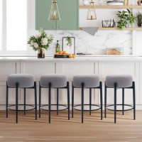 Colamy Modern Bar Stools Set Of 4 24 Counter Height Stools With Round Soft Padded Backless Seat And Metal Midcentury Base G