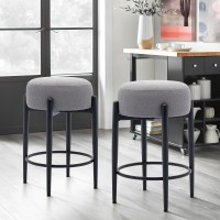 Colamy Modern Bar Stools Set Of 4 24 Counter Height Stools With Round Soft Padded Backless Seat And Metal Midcentury Base G