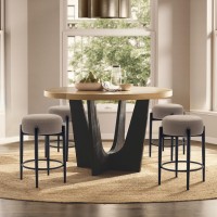 Colamy Modern Bar Stools Set Of 2 24 Counter Height Stools With Round Soft Padded Backless Seat And Metal Midcentury Base C