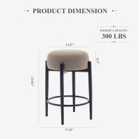 Colamy Modern Bar Stools Set Of 2 24 Counter Height Stools With Round Soft Padded Backless Seat And Metal Midcentury Base C