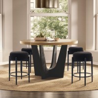 Colamy Modern Bar Stools Set Of 6 24 Counter Height Stools With Round Soft Padded Backless Seat And Metal Midcentury Base B