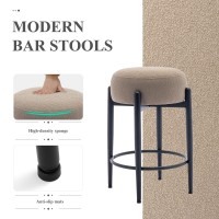 Colamy Modern Bar Stools Set Of 6 24 Counter Height Stools With Round Soft Padded Backless Seat And Metal Midcentury Base C