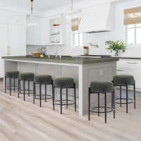 Colamy Modern Bar Stools Set Of 6 24 Counter Height Stools With Round Soft Padded Backless Seat And Metal Midcentury Base G