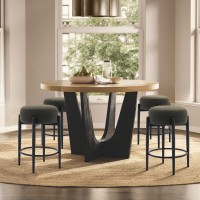 Colamy Modern Bar Stools Set Of 6 24 Counter Height Stools With Round Soft Padded Backless Seat And Metal Midcentury Base G