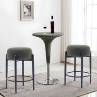 Colamy Modern Bar Stools Set Of 6 24 Counter Height Stools With Round Soft Padded Backless Seat And Metal Midcentury Base G