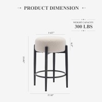 Colamy Modern Bar Stools Set Of 4 24 Sherpa Counter Height Stools With Round Soft Padded Boucle Backless Seat And Metal Midc