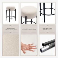 Colamy Modern Bar Stools Set Of 4 24 Sherpa Counter Height Stools With Round Soft Padded Boucle Backless Seat And Metal Midc