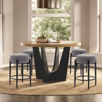 Colamy Modern Bar Stools Set Of 2 24 Counter Height Stools With Round Soft Padded Backless Seat And Metal Midcentury Base G