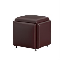 5 In 1 Pu Leather Seating Cube With Swivel Casters Stackable Sofa Chair Dressing Chair Stool Nesting Ottoman Stool Movable Footstool For Living Room Bedroom Office ( Color : Coffee , Size : 13.8X13.8X