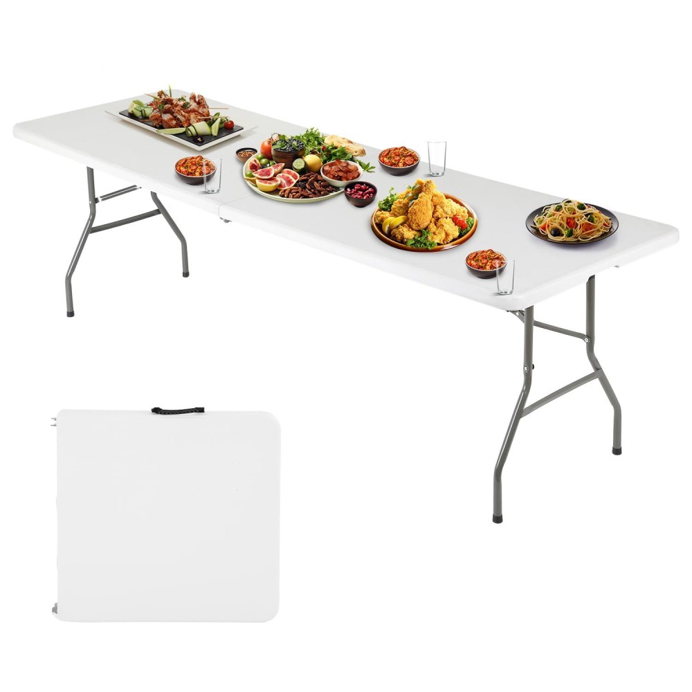 Fdw 6Ft Folding Picnic Table For Outdoor Portable Foldinhalf Plastic Dining Picnic Party Table With Carrying Handle