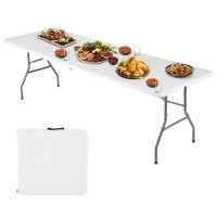 Fdw 6Ft Folding Picnic Table For Outdoor Portable Foldinhalf Plastic Dining Picnic Party Table With Carrying Handle