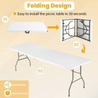 Fdw 6Ft Folding Picnic Table For Outdoor Portable Foldinhalf Plastic Dining Picnic Party Table With Carrying Handle