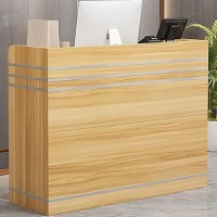Generic Front Desk Counter Table With Shelf & Lockable Drawers,Office Computer Table With Large Storage Cabinet,Retail Counter For Checkout. (Light Walnut,36.11In*16.53In47.24In)