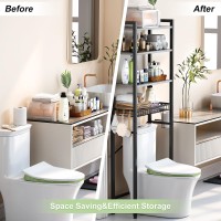 Kalrin Overthetoilet Storage Rack 4Tier Bathroom Organizer Shelf Over Toilet With Adjustable Shelf And Basket Freestanding