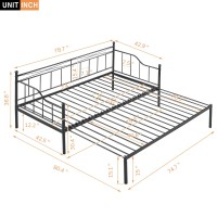 Fidktuve? Elegant Twin Size Metal Daybed With Trundle - Stylish Design, Quality Steel Frame, No Box Spring Required. Converts To Two Beds. (Black)