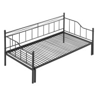 Fidktuve? Elegant Twin Size Metal Daybed With Trundle - Stylish Design, Quality Steel Frame, No Box Spring Required. Converts To Two Beds. (Black)