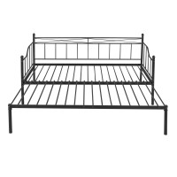 Fidktuve? Elegant Twin Size Metal Daybed With Trundle - Stylish Design, Quality Steel Frame, No Box Spring Required. Converts To Two Beds. (Black)