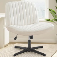 Olixis Cross Legged Armless Wide Adjustable Swivel Padded Home Office Desk Chair Cream