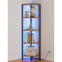 Furnulem 5 Tier Corner Shelf With Led Light 547 Tall Standing Shelf Organizer Narrow Bookshelf With Storage Rack For Wall