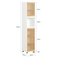 Haotian Bathroom Tall Cabinet With Hollow Cabinet Door 2 Doors 6 Compartments Bathroom Shelves Storage Rack Freestanding Sto