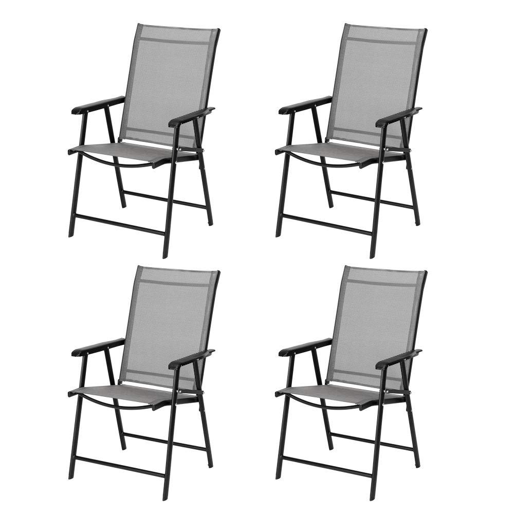 Vingli Upgraded Version Set Of 4 Folding Chairs With Arms Portable Patio Chairs For Outdoor Indoor Sling Back Chairs For Law