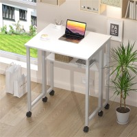 Greenforest Folding Desk White Desk With Storage Shelf 315 Inch Foldable Computer Desk With Wheels Small Desk For Small Space E