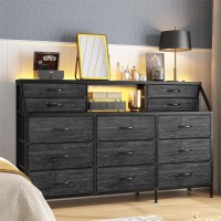 Enhomee 55 W Black Dresser Dresser For Bedroom Dresser With 13 Large Drawer Dressers Chests Of Drawers Black Dresser For