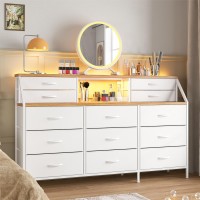 Enhomee 55 W White Dresser Dresser For Bedroom Dresser With 13 Large Drawer Dressers Chests Of Drawers White Dresser For