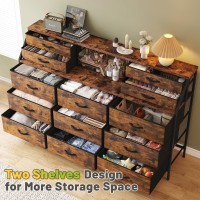 Enhomee 55 W Dresser For Bedroom Dresser With 13 Large Drawer Dressers Chests Of Drawers Dressers With 2 Shelves Bedroom