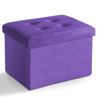 Linmagco Storage Ottoman Folding Foot Stool Velvet Ottoman Foot Rest With Padded Modern Ottoman With Storage For Living Room Pup