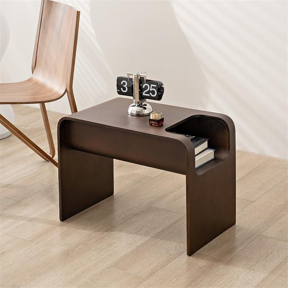 Kdenmx C Shaped Side Table, U-Shaped End Desk, Wooden Coffee Table, Minimalist Seated Office Desk, End Table For Living Room Bedroom Work Reception (Color : Walnut Color)