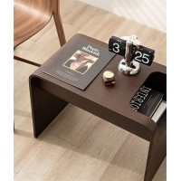 Kdenmx C Shaped Side Table, U-Shaped End Desk, Wooden Coffee Table, Minimalist Seated Office Desk, End Table For Living Room Bedroom Work Reception (Color : Walnut Color)