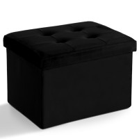 Linmagco Storage Ottoman Folding Foot Stool Velvet Ottoman Foot Rest With Padded Modern Ottoman With Storage For Living Room Pup