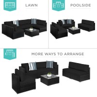 Best Choice Products 7Piece Modular Outdoor Sectional Wicker Patio Conversation Set W 2 Pillows Coffee Table Cover Included