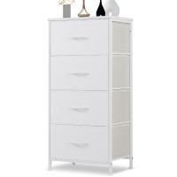 Dumos Dresser For Bedroom 4 Storage Drawers Tall Fabric Closet Chests Organizer Tower Furniture With Wooden Top Metal Frame Fo