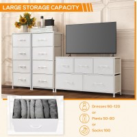 Dumos Dresser For Bedroom 4 Storage Drawers Tall Fabric Closet Chests Organizer Tower Furniture With Wooden Top Metal Frame Fo