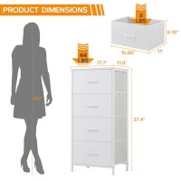 Dumos Dresser For Bedroom 4 Storage Drawers Tall Fabric Closet Chests Organizer Tower Furniture With Wooden Top Metal Frame Fo