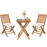 Greesum 3 Piece Patio Folding Furniture Bistro Set With 2 Chairs And Square Table For Pool Beach Backyard Balcony Porch Deck Gar