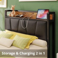 Likimio Twin Xl Bed Frames Storage Headboard With Charging Station Solid And Stable Noise Free No Box Spring Needed Easy As