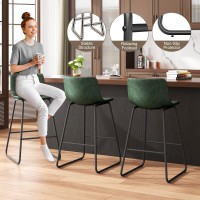 Reoney Bar Stools Set Of 3 Faux Leather Counter Height Stools 26 Modern Bar Stools With Metal Legs And Footrest Urban Armle