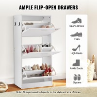 Vevor Shoe Cabinet With 3 Flip Drawers Free Standing Shoe Storage Organizer With Side Hooks For Heels Shoe Storage Cabinet For